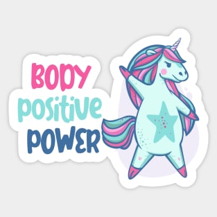 Body positive power -beautiful ight blue unicorn Sticker